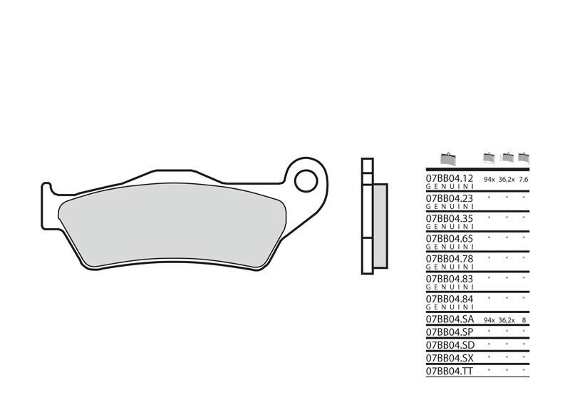 Plaquettes de frein Brembo 07BB04SA Métal fritté
