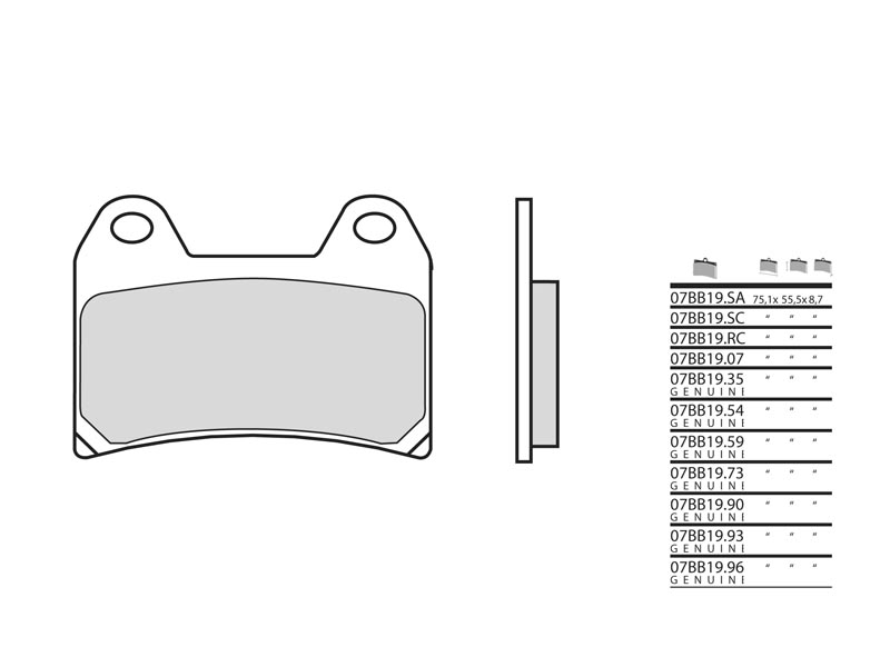 Plaquettes de frein Brembo 07BB19LA Métal fritté route