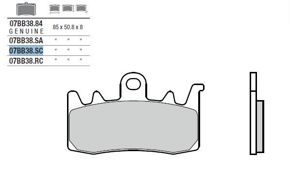 Plaquettes de frein Brembo 07BB38SC Métal fritté
