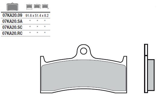 Plaquettes de frein Brembo 07KA20RC Carbone Céramique Racing