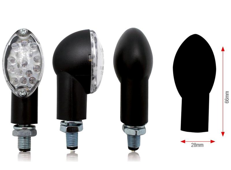 Clignotants noirs Oval Led BIHR Homologué