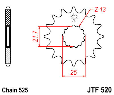 Pignon 16 Dents JT Sprockets type 520 chaîne 525