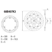 Disque de frein AV rond Fixe Brembo Serie ORO 68B407K3