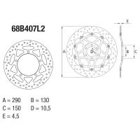 Disque de frein AV rond Fixe Brembo Serie ORO 68B407L2