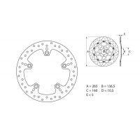 Disque de frein AR rond Fixe Brembo Serie ORO 68B407C0