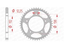 Couronne AFAM 44 dents acier standard pas 525 type 10613