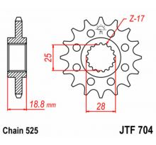 Pignon 16 dents JT Sprockets acier type 704 pas 525