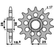 Pignon PBR 16 dents acier standard pas 525 type 2078