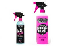 Kit entretien MUC-OFF Twin Pack Nettoyant Moto 1L + Matt Finish 250ml