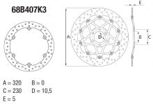 Disque de frein AV rond Fixe Brembo Serie ORO 68B407K3