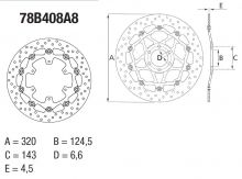 Disque de frein AV rond semi-flottant Brembo Serie ORO 78B408A8