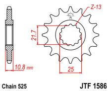 Pignon acier 16 Dents 525 type 1586 JT Sprockets