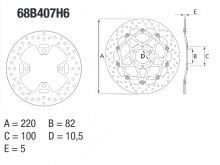 Disque de frein AR rond fixe Brembo serie ORO 68B407H6