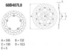 Disque de frein AR rond Fixe Brembo Serie ORO 68B407L0