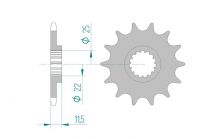 Pignon Afam 15 dents acier pas 520 type 73303